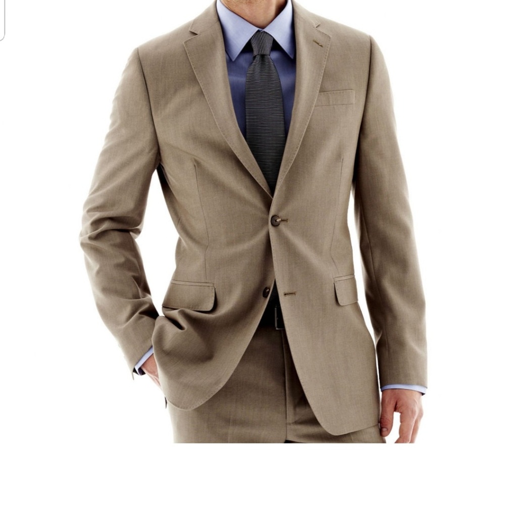 ♠️2xHP♠️JF J.FERRAR Tan Slim Fit Suit - Picture 8 of 8